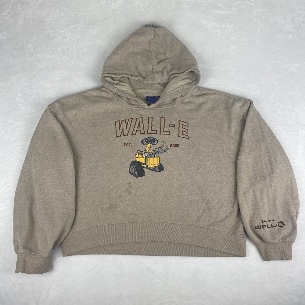 Pixar Wall-E Sweater Womens Large Hoodie Cropped Sweatshirt Pullover Casual